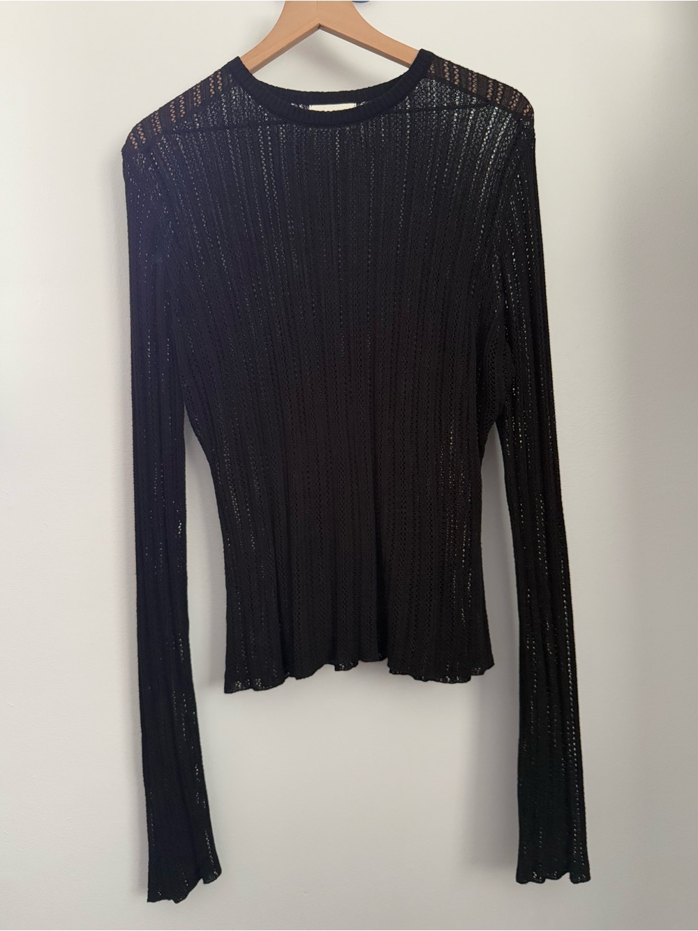 Dissh XXL Estella Long Sleeve Top Black Open Knit Gothic Whimsicgoth Emo Crew